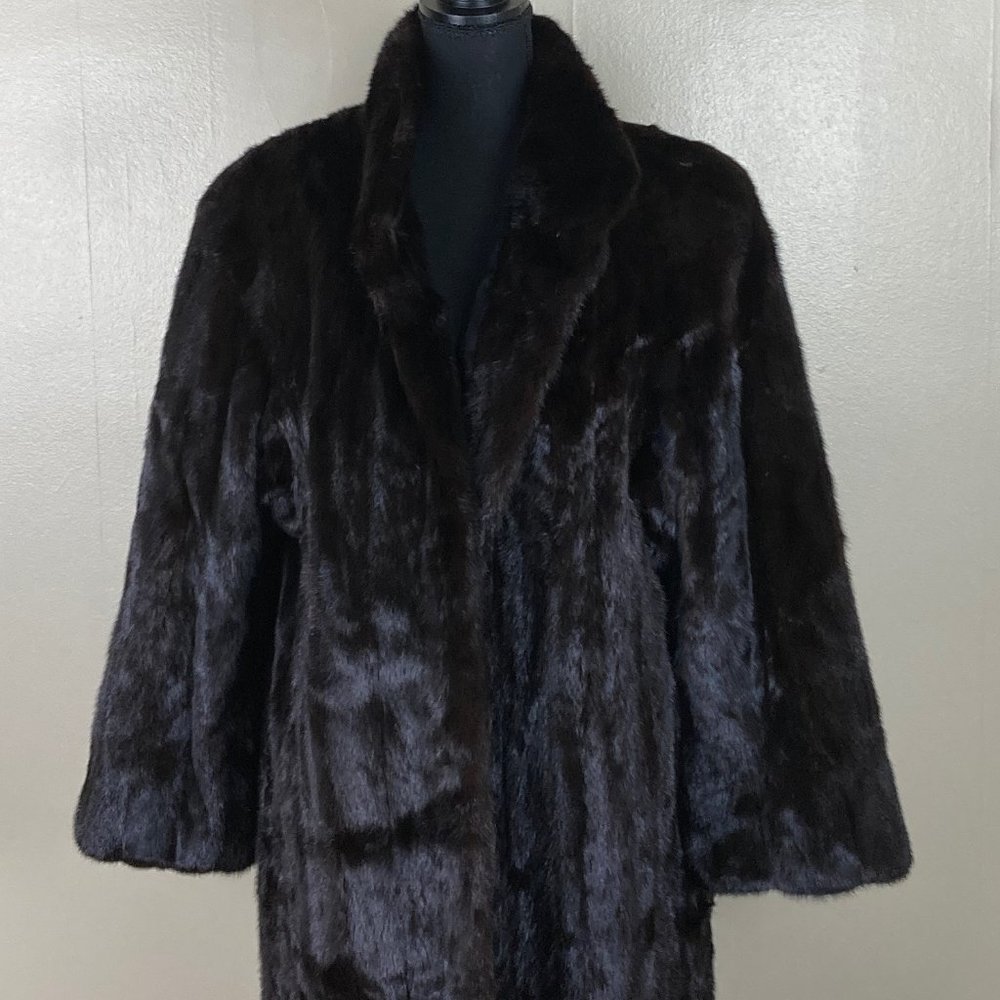 Chic Dark Brown Real Fur Coat, Authentic, XL